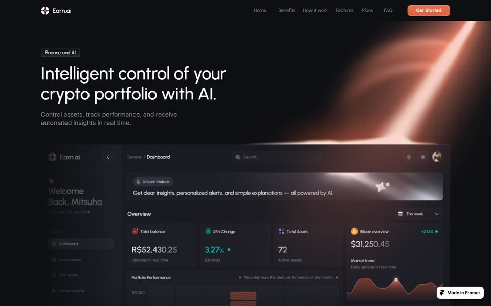 Primeira tela da landing page Earn.ai