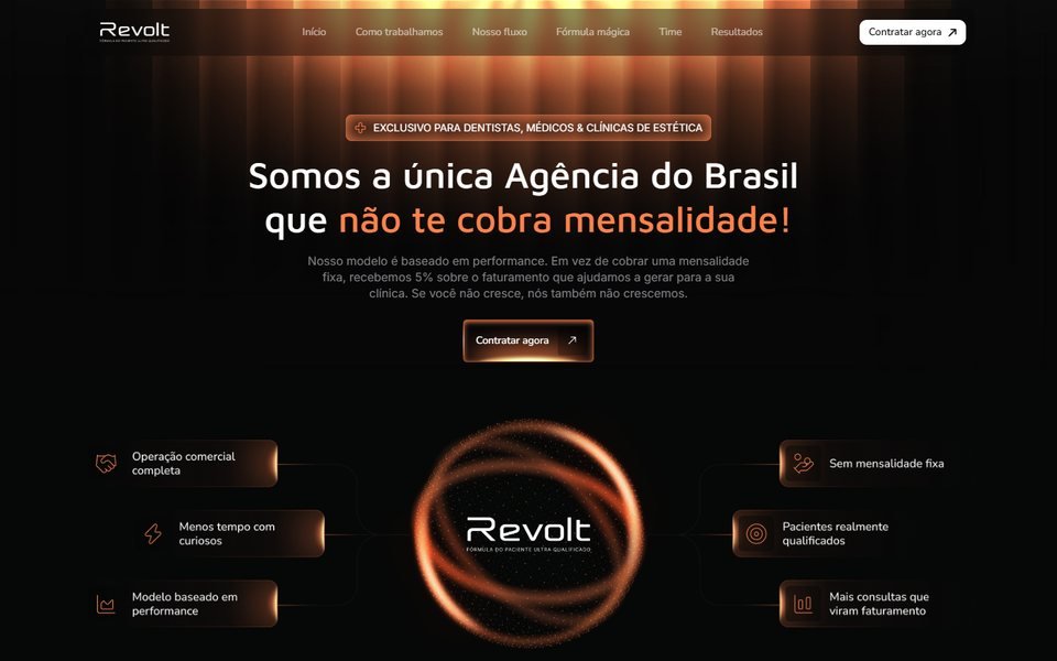 Primeira tela do site da Revolt